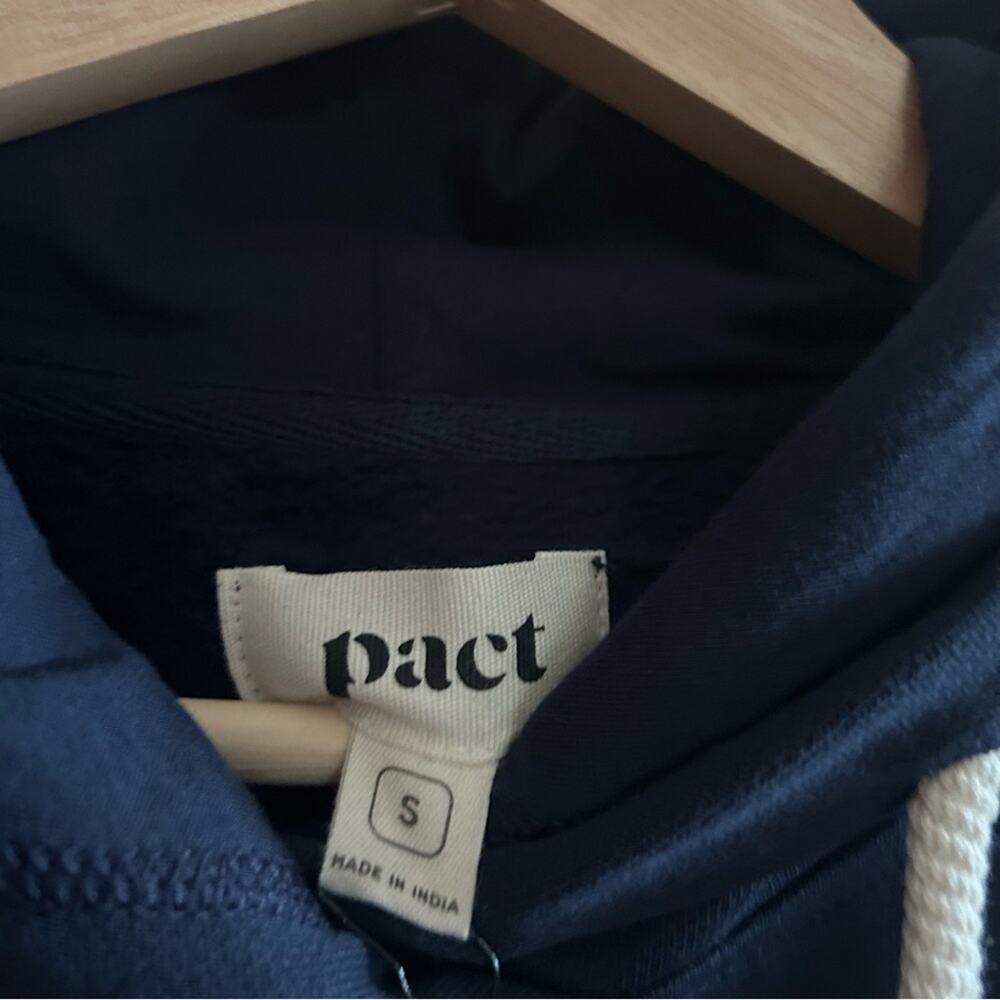 Pact Organic Cotton Lounge Pullover Hoodie Sweatshirt Unisex Navy Blue NWT Sz S - Picture 4 of 5